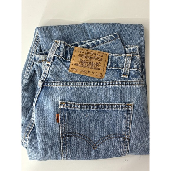 Levi's 505 Straight Leg Jeans Mens Blue Denim Cotton Regular Fit 5-Pocket 35x31 - Picture 7 of 12